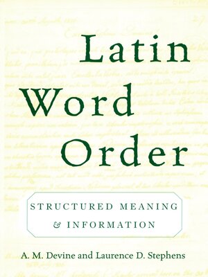 cover image of Latin Word Order
